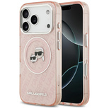 Karl Lagerfeld IML Glitter Karl&amp;Choupette Heads Logo MagSafe Case für iPhone 17 Pro Max - Pink