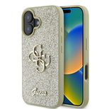 Guess Fixed Glitter Big 4G Hülle für iPhone 16 Plus – Gold