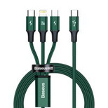 Baseus Rapid Series 3in1 USB-C – USB-C/ Lightning /Micro-USB-Kabel 20 W PD 1,5 m – grün