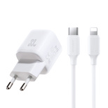 Joyroom JR-TG7 33W USB-A + USB-C Wandladegerät mit 30W USB-C - Lightning 1m Kabel - weiß