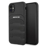 AMG AMHCN61GSEBK iPhone 11 6.1 &quot;black / black hardcase Leather Debossed Lines