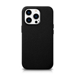 iCarer Litchi Premium Leather Case iPhone 14 Pro Max Magnetic Leather Case with MagSafe Black (WMI14220712-BK)