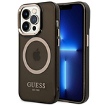 Guess GUHMP14LHTCMK iPhone 14 Pro 6.1&quot; black/black hard case Gold Outline Translucent MagSafe