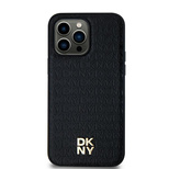 DKNY Leather Pattern Metal Logo MagSafe-Hülle für Samsung Galaxy S24+ – Schwarz