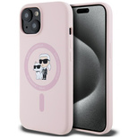 Karl Lagerfeld Silikon Karl&amp;Choupette MagSafe Case für iPhone 15 Plus - Pink