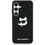 Karl Lagerfeld Leather Monogram Pin Logo Choupette Head Samsung Galaxy S25 Ultra Case Black