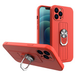 Ring Case Silikonhülle mit Fingergrip und Boden für Samsung Galaxy S21 FE rot