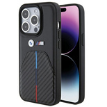 BMW Stamped Tricolor Stripe iPhone 15 Pro Max Case - Black