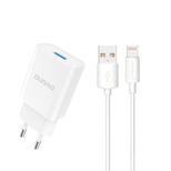 Ładowarka sieciowa Dudao A4EU USB-A 2.1A - biała + kabel USB-A - Lightning