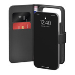Puro Wallet Stand Case für iPhone 17 Pro aus Öko-Leder, mit Klappe, Geldbörse und Standfunktion - Schwarz