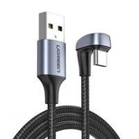 Ugreen Nylon abgewinkeltes Kabel USB - USB Type C Kabel 2 m 3 A 18 W Quick Charge AFC FCP für Gamer grau (70315)