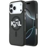 Karl Lagerfeld IML Glitter Karl &amp; Choupette Sketch Logo MagSafe Case for iPhone 17 Pro Max - Black