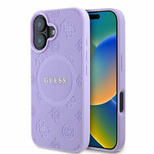 Guess Saffiano Peony Classic Logo MagSafe iPhone 16 Case - Purple