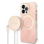 Set Guess GUBPP13LH4EACSP Case+ Charger iPhone 13 Pro pink/pink hard case 4G Print MagSafe