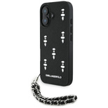 Karl Lagerfeld Saffiano Crystals w/Chain iPhone 16 Case - Black