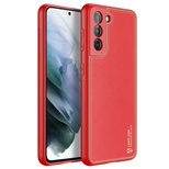Dux Ducis Yolo elegant cover made of ecological leather for Samsung Galaxy S21 FE red