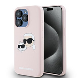 Karl Lagerfeld Silicone Karl&amp;Choupette MagSafe case for iPhone 15 Pro Max - pink