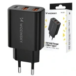 Wozinsky CWCUCB 30W USB-C / 2 x USB-A Wall Charger - Black