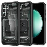 Etui Spigen Ultra Hybrid na Samsung Galaxy S23 FE - ciemnoszare (wzór Zero One)