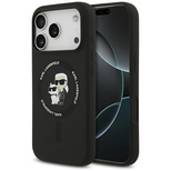 Karl Lagerfeld Silikon Karl&amp;Choupette Ring MagSafe Case für iPhone 17 Pro Max - Schwarz