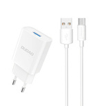 Dudao EU USB 5V/2.4A charger QC3.0 Quick Charge 3.0 + cable USB Type C white (A3EU + Type-c white)