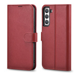 iCarer Haitang Leder Wallet Case Ledertasche für Samsung Galaxy S22+ (S22 Plus) Wallet Gehäuse Cover Rot (AKSM05RD)