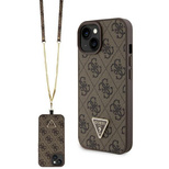 Guess GUHCP15MP4TDSCPW iPhone 15 Plus 6,7&quot; braun/braunes Hardcase Crossbody 4G Metalllogo