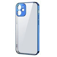 Joyroom New Beauty Series ultra cienkie przezroczyste etui z metaliczną ramką do iPhone 12 Pro ciemno-niebieski (JR-BP743)