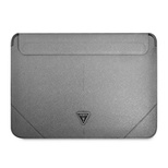 Guess Saffiano Triangle Logo-Hülle für einen 16-Zoll-Laptop – Silber