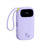 Baseus EnerFill FC31 20000mAh 45W Powerbank mit Display, USB-C- und Lightning Kabeln – Lila