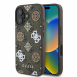 Guess Peony On 4G Background MagSafe Hülle für iPhone 16 - Braun