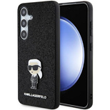 Karl Lagerfeld Fixed Glitter Ikonik Logo Metal Pin case for Samsung Galaxy S24+ - black