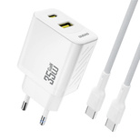 Ładowarka sieciowa Dudao A27 MaxC 35W GaN + kabel USB-C - biała