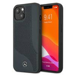 Mercedes Leder-Perforated-Area-Case für iPhone 13 mini – Marineblau