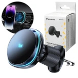 Wozinsky WCT5-Q6S2Y Car Holder with Qi/MagSafe 15W Inductive Charger for Ventilation Grill with Fan - Black