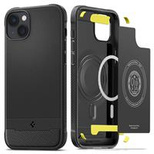 Spigen Rugged Armor Mag-Hülle mit MagSafe für iPhone 14 Plus – Mattschwarz