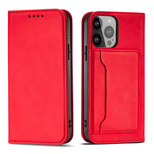 Magnet Card Case etui Samsung Galaxy A23 5G pokrowiec z klapką portfel podstawka czerwone