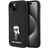 Karl Lagerfeld Silicone Ikonik Metal Pin case for iPhone 15 Plus / 14 Plus - black