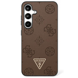 Guess Grained Hot Stamp Peony Pattern Triangle Logo MagSafe Hülle für Samsung Galaxy S25 Ultra - Braun