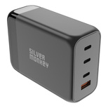 Silver Monkey SMA155 200W GaN-Ladegerät 3xUSB-C PD USB-A QC 3.0 mit abnehmbarem Stromkabel – Schwarz