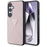 Guess Hot Stamp 4G Pattern Triangle Metal Logo Case for Samsung Galaxy S25 - Pink