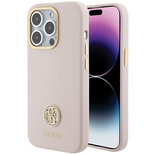 Guess Silicone Logo Strass 4G case for iPhone 15 Pro - light pink