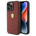 Etui Ferrari Leather Stitched Lines na iPhone 15 Pro Max - czerwone