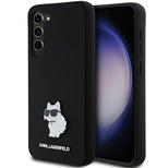 Karl Lagerfeld Silikon Choupette Metal Pin Hülle für Samsung Galaxy S23+ – Schwarz