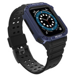 Armband mit Schutzhülle für Apple Watch 9 / 8 / 7 / 6 / 5 / 4 / 3 / 2 / SE / SE2 (41 / 40 / 38 mm) Schutzhülle für Uhr, Schwarz / Blau