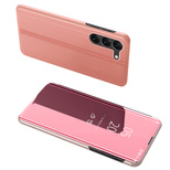 Clear View Case Hülle für Samsung Galaxy S23 Hülle mit Klappe Rosa