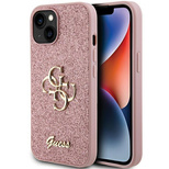 Guess Glitter Script Big 4G Case for iPhone 15 Plus - Pink