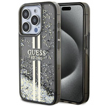 Guess Liquid Glitter Gold Stripes case for iPhone 15 Pro Max - black