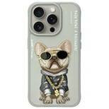 Etui Nimmy Glasses Cool Dog na iPhone 15 Pro - szare
