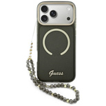 Guess IML Glitters Script Strap MagSafe Hülle für iPhone 17 Pro Max - Schwarz